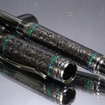 Blue burl rollerball pen with opal